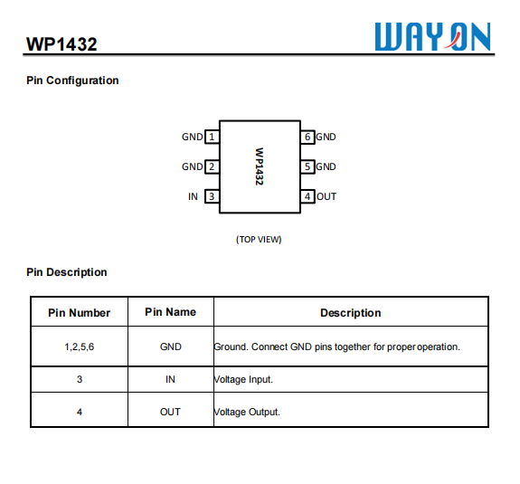 WAYON代理商，維安代理商，負(fù)載開(kāi)關(guān)WP1432 ，替換INFINEON HITFET BSP 76.png